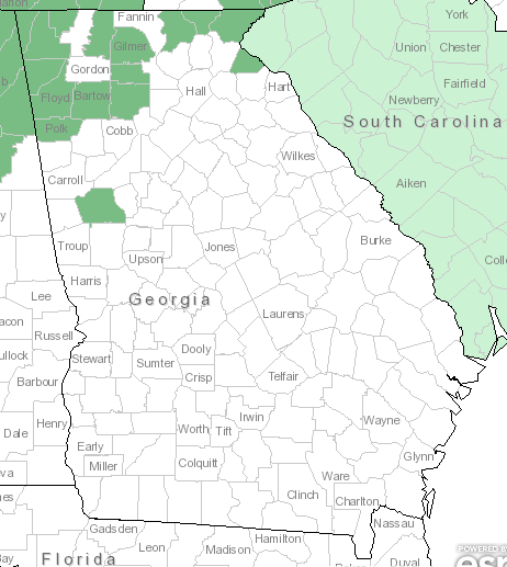 The Georgia range of Asplenium rhizophyllum